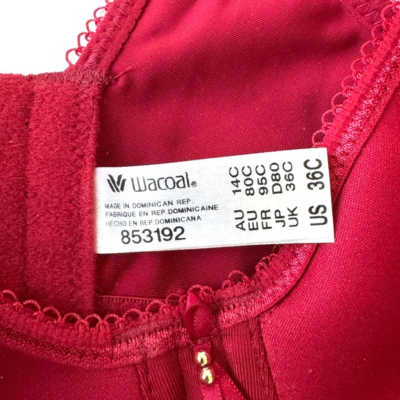 Wacoal T-Shirt Bra 853192 Size 36C Red - New with Tags - Picture 3 of 3
